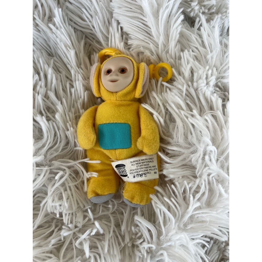 Vintage 1999 Burger King Teletubbies Laa-Laa Plush Clip On Keychain Toy Yellow